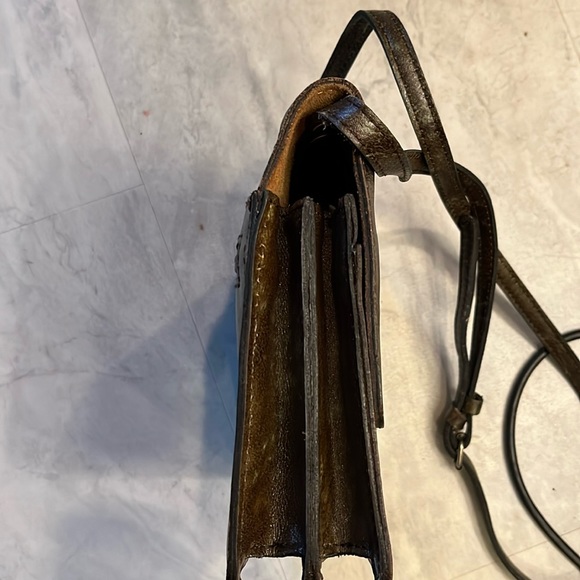 Patricia Nash New without tags  Crossbody bag  tooled Leather  bronze brown mint - Picture 6 of 17
